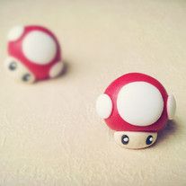 Super Mario Mushroom, Geeky Jewellery, Polymer Clay Kawaii, Clay Things, Modeling Clay, Cute Clay, Fimo Clay, Clay Figures, Polymer Clay Charms