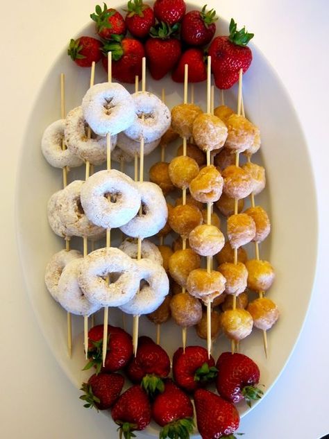 21 Bday, Kids Bridal, Baby Brunch, Fruit Skewers, Donut Birthday Parties, Breakfast Party, Baby Shower Brunch, Birthday Brunch, Bridal Shower Brunch