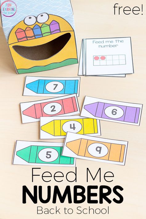 Printable Feed Me Numbers Crayon Activity for Back to School Crayon Activities, Numbers Game, Learn Numbers, Numbers Preschool, Counting Activities, Math Activities Preschool, Number Recognition, Math Numbers, Preschool Lessons