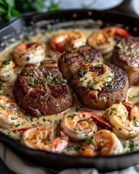 I vouch for it, the sauce is what makes this recipe shine Steak And Lobster Dinner, Food Recipes For Dinner Healthy, Healthy Easy Meals, Easy Meals Healthy, Healthy Food Recipes Easy, Healthy Tasty Recipes, Continental Cuisine, Healthy Foods Recipes, Meal Ideas Healthy