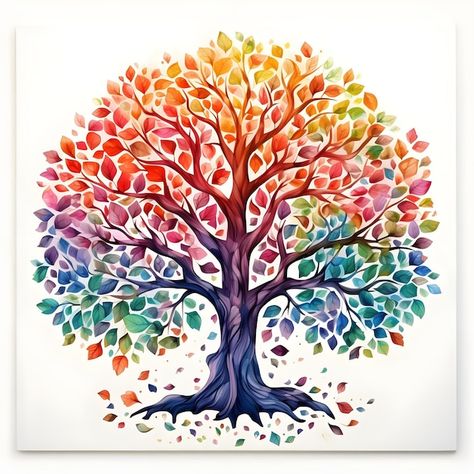 Photo beautiful tree of life digital art... | Premium Photo #Freepik #photo Tree Of Life Colorful, Family Tree Design, Tree Of Life Artwork, Family Tree Designs, Tree Template, Family Tree Art, Rose Flower Pictures, Minimalist Watercolor, Watercolor Flower Art