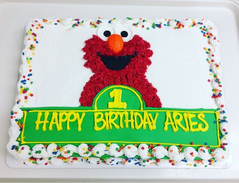 Elmo cake Sesame Street Sheet Cake Ideas, Birthday Cake Template, Sesame Street Sheet Cake, Elmo Sheet Cake, Elmo Cakes, Cookie Monster And Elmo Cake, Small Elmo Cake, 1st Birthday Cake Designs, Elmo’s World Birthday Cake