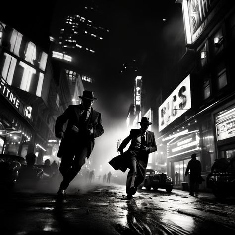 a scene from sin city movie, [a cop is foot chasing a thief in the middle of times square at 1929], black and white noir scene inspired in frank millers sin city movie film by robert rodriguez, high contrast film Future Noir Aesthetic, Black And White Movie Stills, Black And White Movie Scenes, Sin City Aesthetic, Film Noir Aesthetic, Film Noir Detective, Sin City Movie, Noir City, Film Noir Photography