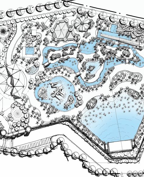 Water Park Design Plan, Water Park Layout, Sketch Masterplan, Park Masterplan, Park Sketch, Resort Hotel Design, Theme Park Planning, Streetscape Design, Landscape Architecture Plan