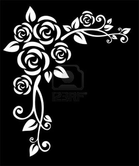 stylized roses and stems Stensil Bunga, Simbolos Tattoo, Rose Stencil, Idee Cricut, Pola Bordir, Fabric Paint Designs, Stencil Printing, Stencils Printables, Floral Border Design