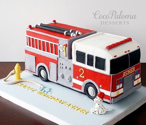 Fireman Cake Ideas, Firetruck Birthday Cakes, Birthday Cake Firefighter, Birthday Cake Fire Truck, 2year Birthday, Firefighter Birthday Cake, Firefighter Cake Ideas, Easy Fire Truck Birthday Cake, Firetruck Birthday Cake