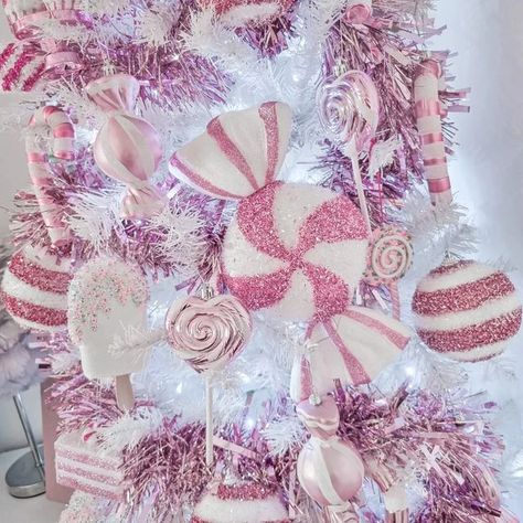 Pink Candy Cane Christmas Tree, Photocards Ideas, Pink Candy Cane, Peppermint Tree, Pink Peppermint, Pink Sweets, Candy Cane Decorations, Candy Cane Christmas Tree, Winter Princess