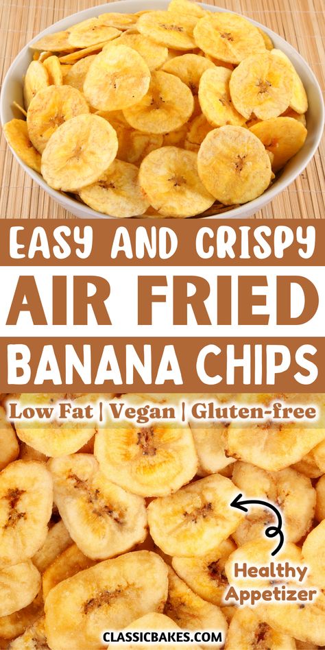 Air-fried bananas are a budget-friendly, vegan, and gluten-free culinary experience that can be easily prepared in 15 minutes by slicing, coating with lemon juice, and air-frying until crisp. Air Fried Bananas, Fried Banana Recipes, Cold Finger Foods, Banana Recipe, Fried Bananas, Dried Bananas, Vegan Gluten Free Recipes, Banana Chips, Culinary Experience