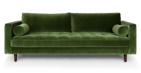 Green Velvet Couch, Sven Sofa, Tan Sofa, Article Furniture, Modern Sofa Couch, Living Tv, Cool Couches, Green Couch, Velvet Loveseat