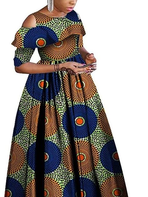 These African dresses are skirt back with hidden zipper，casual and charming, simple and unique, perfect for casual wear, events and formal wear. African cotton print pattern design, elegant and fashionable style. Cute and colorful, very pleasing and feminine. Kitenge Dress Designs Unique, Kitenge Dress Designs, African Dresses For Women Ankara, Ruffles Collar, Car 2023, Kitenge Dress, Kitenge Designs, Kitenge Fashion, Black Women Dress