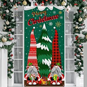 Christmas Door Cover, Christmas Door Decorating Contest, Door Decorating Contest, Gnome Door, Christmas Photo Booth, Merry Christmas Banner, Christmas Front Doors, Porte Decorate, Gnome Christmas