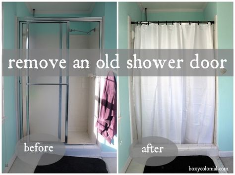 remove shower door before and after Replace Shower Door, Bathroom Door Ideas, Clean Shower Doors, Sliding Shower Door, Trendy Bathroom, Glass Shower Doors, Door Makeover, Shower Remodel, Updating House