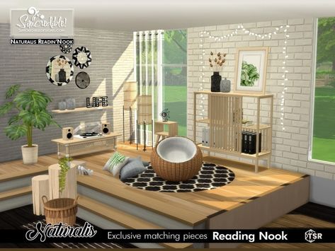 Sims 4 Reading Nook, Jute Round Rug, Sims Building, Comfy Chairs, Sims Resource, Sims House, Reading Nook, Magical Places, Round Rugs