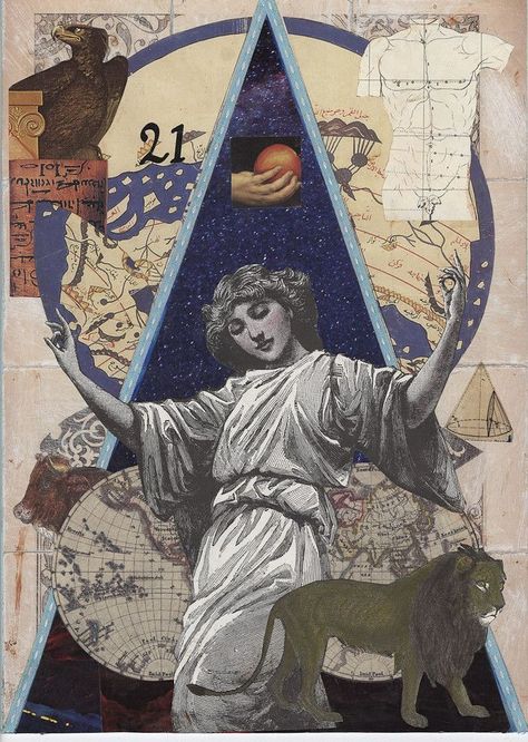 The World - Tarot Deck Elizabeth Aralia - If you love Tarot, visit me at www.WhiteRabbit Tarot.com Tarot Deck, Astrology, Collage, The World, Art