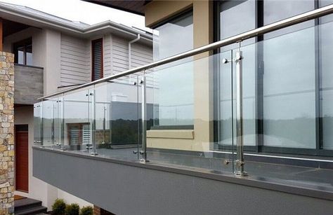 Balcony Glass Grill Design, Glass Grill Design For Balcony, Steel Glass Railing Design, Glass Railing Balcony, Balcony Glass Railing Design, Glass Rails, Glass Railing Design, Glass Staircase Railing, Glass Balcony Railing