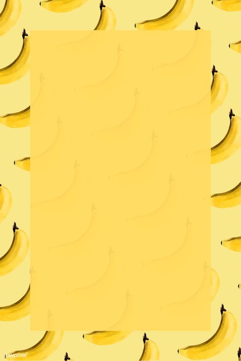 Hand drawn natural fresh banana patterned frame vector | premium image by rawpixel.com / Aom Woraluck Banana Background Wallpapers, Yellow Food Background, Molen Mini, Banana Background, Banana Nutrition, Banana Wallpaper, Street Food Design, Yellow Food, Food Background