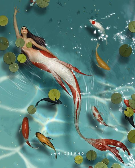 Janice Sung, Creature Fantasy, Arte Doodle, Mermaid Artwork, Bd Art, Fantasy Mermaids, Mermaid Drawings, Mermaids And Mermen, Beautiful Mermaids