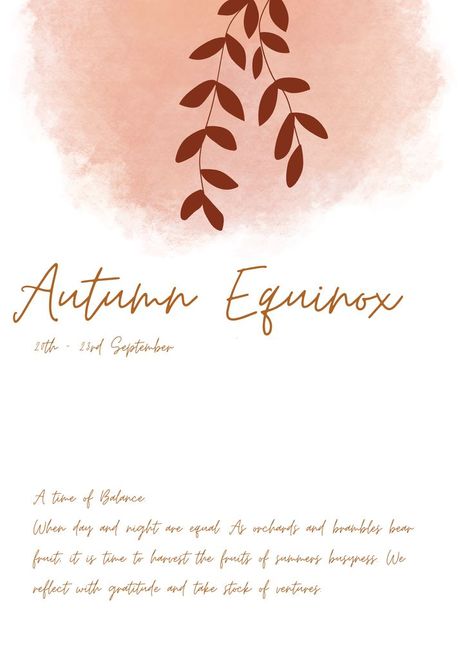 Autumn Equinox 20th - 23rd September "A time of Balance. When day and night are equal. As orchards and brambles bear fruit, it is time to harvest the fruits of summers busyness. We reflect with gratitude and take stock of ventures." Digital prints available on Etsy Autumnal Equinox Celebration, Summer And Winter Solstice, September Equinox, Solstice And Equinox, Autumnal Equinox, Wheel Of Time, The Turning, Harvest Festival, Fall Prints