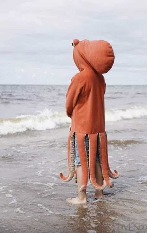 Octopus Dress, Octopus Costume, Kostuum Halloween, Costume Carnaval, Baby Kostüm, Hoodie Costume, Handmade Costumes, Animal Costumes, Orange Hoodie