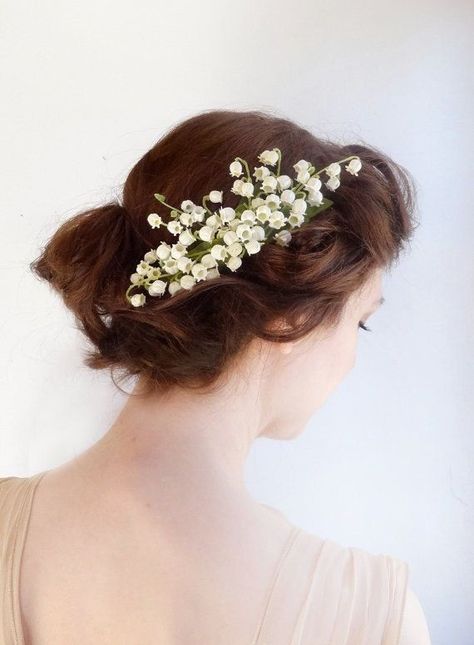 Lily Of The Valley Hair, Floral Hair Clip Wedding, Pippa Middleton Style, Clip Wedding Hair, Hair Clip Wedding, Lilies Of The Valley, Hair Accessories Bridal, Floral Hair Clip, Middleton Style