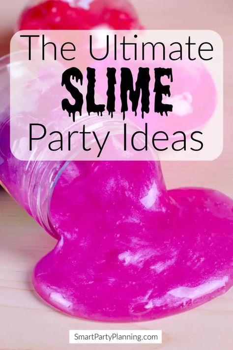 Slime Bday Party Ideas, Slime Party Games, Slime Birthday Party Ideas Decorations, Slime Games For Kids, Slime Party Ideas Decoration, Dyi Slime, Diy Slime Party, Slime Themed Birthday Party, Slime Party Ideas