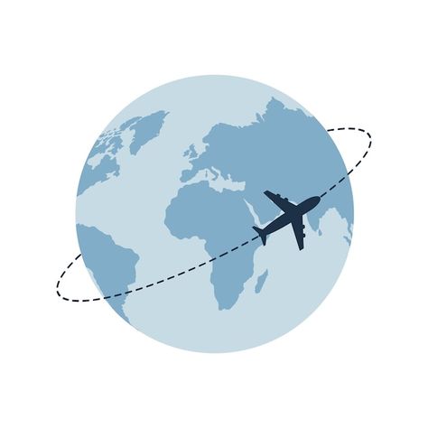 Plane Around The World, Airplane Images, Globe Drawing, Plane Vector, Google Backgrounds, Flight Airplane, Plane Drawing, Flying Plane, Travel Vector