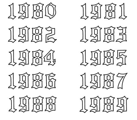 Numeros Tattoo, 1983 Tattoo, 1988 Tattoo, Mm Tattoo, Number Tattoo Fonts, Gothic Script, Tattoo Fonts Cursive, Tattoo Lettering Styles, Number Tattoos