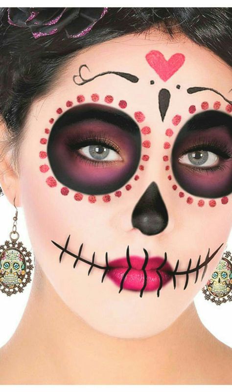 Sugar Skull Face Paint, Catrina Makeup, Skull Makeup Tutorial, Halloween Makeup For Kids, Halloween Makeup Sugar Skull, Skull Face Paint, Halloweenský Makeup, Den Mrtvých, Dead Makeup