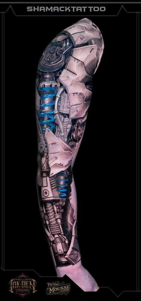 "SLEEVE BIOMECHANICAL full sleeve side2 black and grey with cables tattoo Done at Inkden Tattoo Studio by Shamack Malachowski Blackpool best shop" "SLEEVE BIOMECHANICAL full sleeve side black and grey with colour cables tattoo Done at Inkden Tattoo Studio by Shamack Malachowski Blackpool" Biomechanical Tattoo Arm, Mechanical Sleeve Tattoo, Terminator Tattoo, Mechanical Arm Tattoo, 43 Tattoo, Biomechanical Tattoo Design, Robot Tattoo, Grayscale Art, Mechanic Tattoo