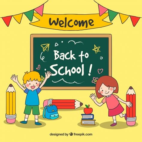 Back to school background with children ... | Free Vector #Freepik #freevector #background #school #books #children Back To School For Preschoolers, Poster Design Kids, Back To School Background, School Advertising, Background School, Preschool Designs, Back To School Clipart, School Background, Classroom Charts