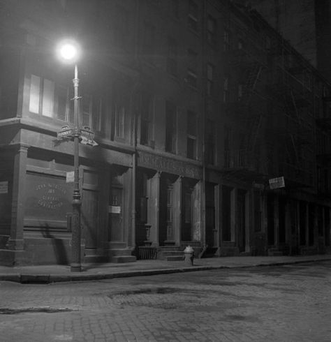 The Casual Observer - Water Street at Fletcher Street, lower Manhattan;... Empty Street, New York City Night, Nyc History, Nyc Night, Night Street, Pix Art, Manhattan Nyc, City Night, Lower Manhattan