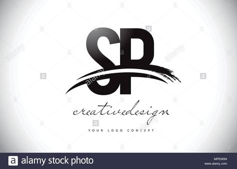 Download this stock vector: SP S P Letter Logo Design with Swoosh and Black Brush Stroke. Modern Creative Brush Stroke Letters Vector Logo - MPEM5N from Alamy's library of millions of high resolution stock photos, illustrations and vectors. P Letter Logo Design, P Letter Design, P Letter Logo, Pb Logo, Lawyer Business Card, P Letter, Healthcare Logo, S Logo Design, Graffiti Logo