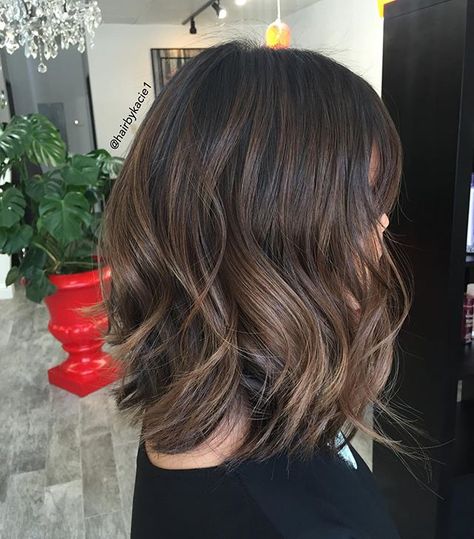 ash brown #hairbykacie #americansalon #modernsalon #behindthechair #balayage #blendbabyblend Wavy Lob, Medium Layered Haircuts, Bob Hairstyles For Thick, Medium Layered Hair, Medium Layered, Brown Hair Balayage, Wavy Bobs, Short Hair Balayage, Penteado Cabelo Curto