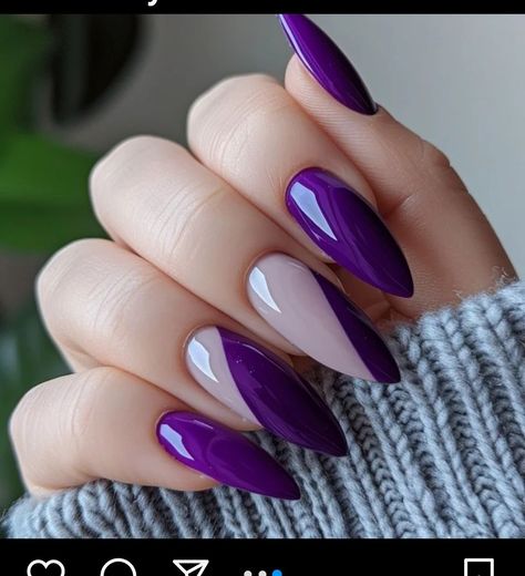 Beautiful Nails Design, Oval Acrylic Nails, Ombre Gel Nails, Nail Art Designs Images, Purple Acrylic Nails, Classy Nail Designs, Fall Nail Art Designs, Purple Nail, Peinados Recogidos