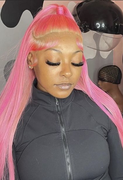 Pink Half Up Half Down, Half Up Half Down, Lace Hair, Half Up, Hair Dos, Wig Hairstyles, Girl Hairstyles, Lavender, Wigs