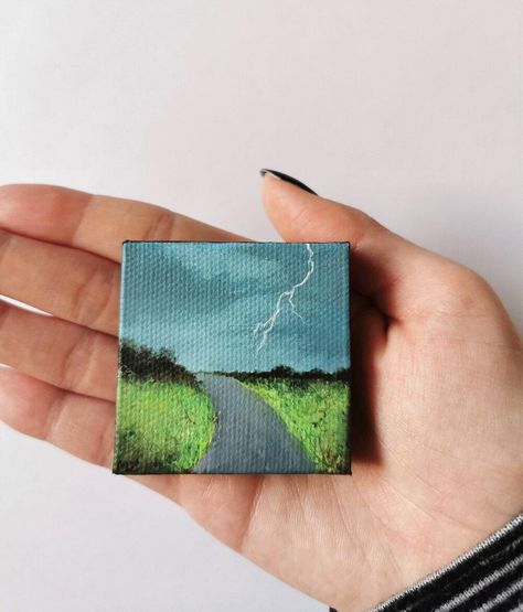 Lighting Strike, Mini Toile, Stormy Sky, Small Canvas Paintings, Canvas Painting Tutorials, Simple Canvas Paintings, Easy Canvas Art, Cute Canvas Paintings, Canvas Painting Designs