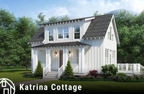 Katrina Cottage | Down Home Plans Katrina Cottage, Farmhouse Cottage Plans, Traditional Southern Home, Cottage Style Home, Southern House Plans, Small House Plan, Cottage Plan, Small Cottage, Farmhouse Cottage