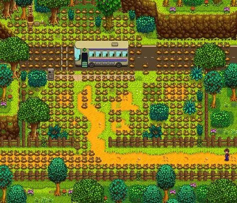 Stardew Valley Layout, Stardew Valley Tips, Stardew Valley Farms, Stardew Valley Fanart, Crafting Recipes, Gamer Boy, Farm Design, Stardew Valley, Bus Stop