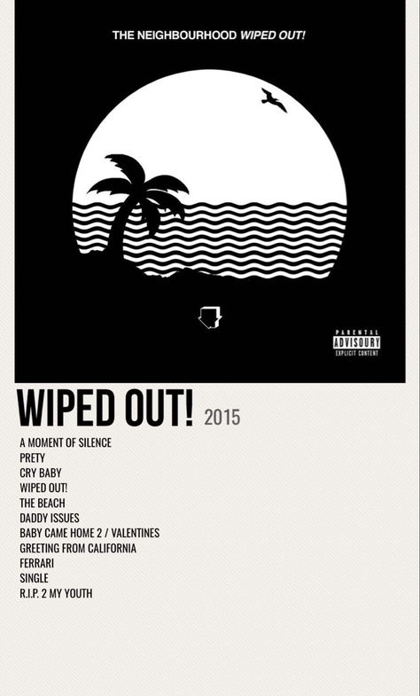 minimal poster of the album wiped out! by the neighbourhood The Neighbourhood Songs, Minimalist Music, Grunge Posters, Music Canvas, Music Poster Ideas, Music Poster Design, Minimal Poster, Music Album Covers, Moment Of Silence