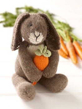 Rabbit Knitting Pattern Free, Bunny With Carrot, Baby Bunny Hat, Rabbit Knitting Pattern, Knitted Dolls Free, Knitted Bunnies, Bunny Knitting Pattern, Knitted Bunny, Kids Knitting Patterns