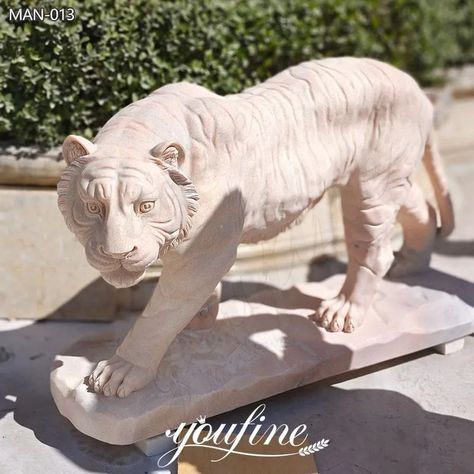 Life Size Outdoor Marble Tiger Statue for Sale - YouFine Tiger Statue, Zbrush Models, Statues For Sale, Indian Sculpture, Animal Sculpture, Animal Statues, Durga Goddess, Dynamic Poses, Animal Sculptures