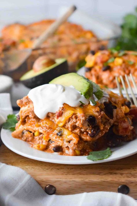 Ground Pork Mexican Casserole Ground Pork Taco Bowl, Ground Pork Mexican Recipes, Pork Mexican Recipes, Pork Mexican, Ground Pork Tacos, Mexican Pork, Ground Pork Recipes, Mexican Meals, Mexican Casserole