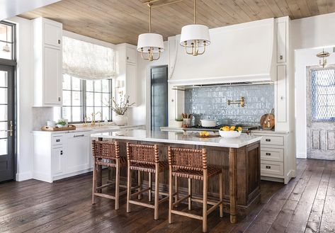 Marie Flanigan Interiors, Marie Flanigan, Blue Backsplash, Floor Plan Layout, Southern Home, Unique Kitchen, House And Home Magazine, Making Room, Dream Kitchen