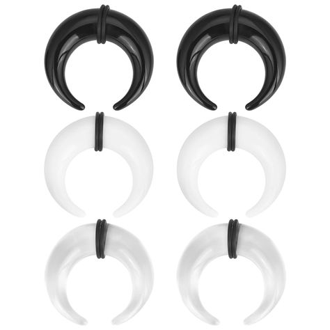 PRICES MAY VARY. Material: High quality acrylic with o-rings, safe material that suitable for those who are allergic to stainless steel. Acrylic is not only lightweight but also provides a smooth and comfortable surface. Package Including: 3 pairs ear tapers (black /white /clear), Gauge Size: 8G(3mm). Please choose a suitable size to expand your ears! Feature: Easy to put on and won't easy to slip off. You can easily expand your piercing without feeling too much pain. Suit for any age to wear. M Septum Pincher, Feeling Too Much, Ear Stretching, Ear Tapers, Mod Jewelry, Ear Hangers, Septum Jewelry, Piercing Ring, Tunnels And Plugs