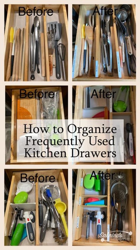 Drawer Organization Ideas, Messy Drawer, Organizers Diy, Deep Drawer Organization, Diy Drawer Organizer, Silverware Drawer Organizer, Kitchen Tools Organization, Bathroom Drawer Organization, Silverware Drawer