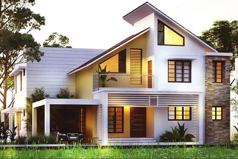 Small House Design Kerala, Open Terrace, Farm Style House, Car Porch, Philippine Houses, Bungalow Style House, Kerala House, Small House Elevation, House Roof Design