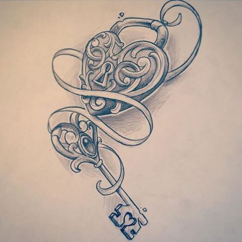 Lock Key Tattoos, Heart Locket Tattoo, Key Tattoo Designs, Lock Tattoo, Locket Tattoos, Bow Tattoo Designs, Chris Garver, Key Tattoos, Key Tattoo