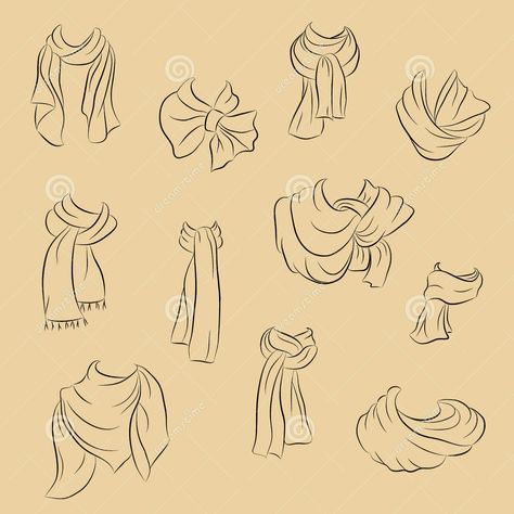 Scarf Drawing, Bow Drawing, Diy Clothes Accessories, Flat Drawings, Fashion Illustrations Techniques, Fashionable Accessories, Hair Sketch, Fashion Illustration Sketches Dresses, Flat Sketches