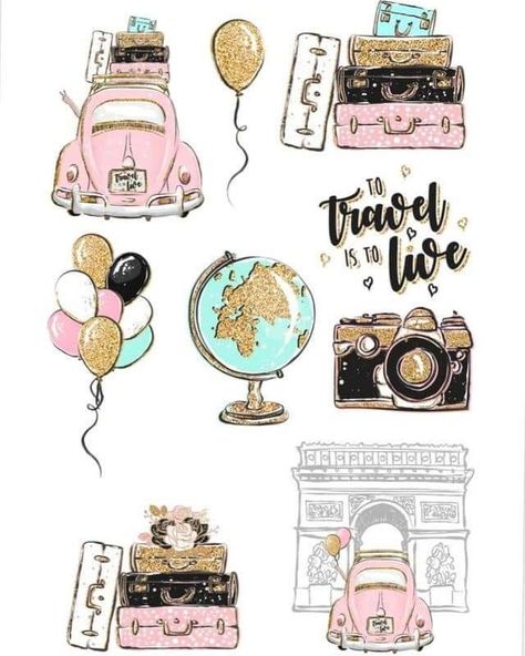 Etiquette Vintage, Scrapbook Stickers Printable, Travel Stickers, Bullet Journal Stickers, Scrapbook Journal, Aesthetic Stickers, Journal Stickers, Sticker Collection, Scrapbook Stickers