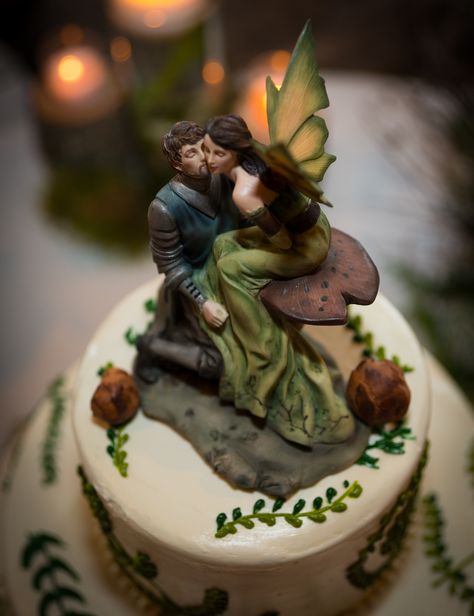 Forest Fantasy Wedding  Cake Topper Enchanted Forest Cake Topper, Fantasy Wedding Cake, Enchanted Forest Wedding Cake, Forest Wedding Cake, Dragon Wedding Cake, Wedding Cake Forest, Witchy Wedding, Lotr Wedding, Wedding Cake Art